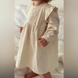 Zara Cream Kids Dress with Lace Detail